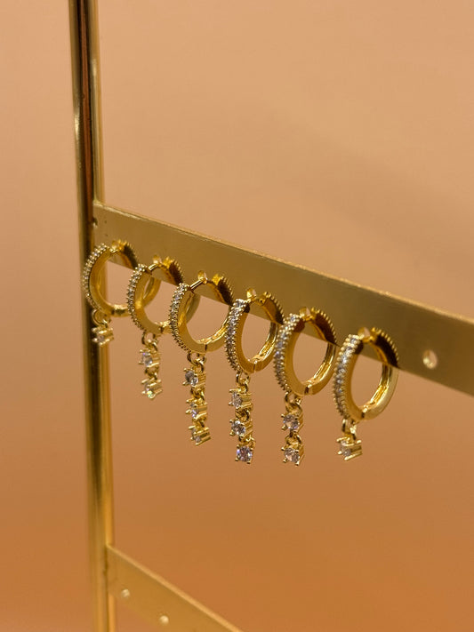 6-Piece Gold Diamonds Earrings