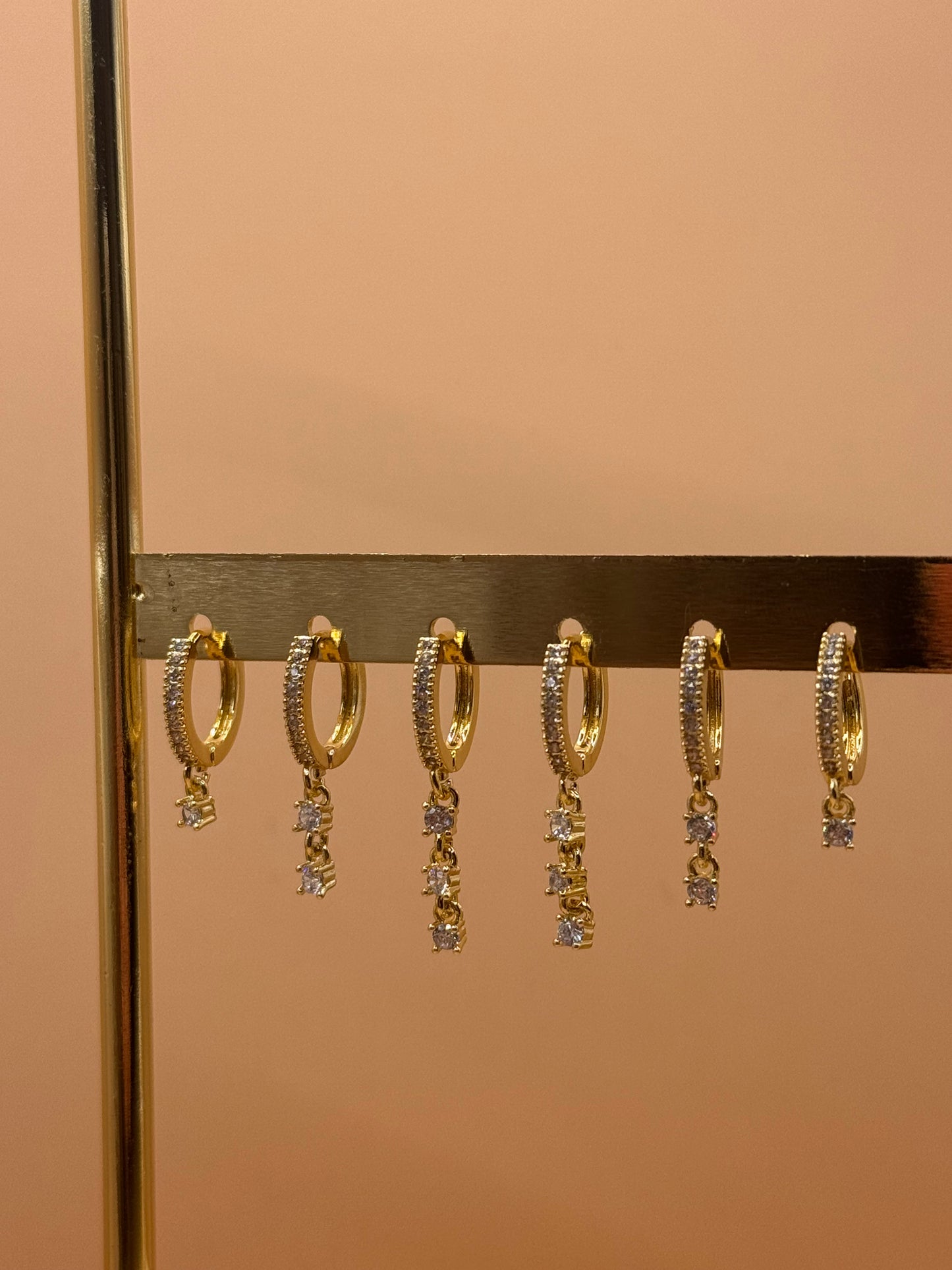 6-Piece Gold Diamonds Earrings